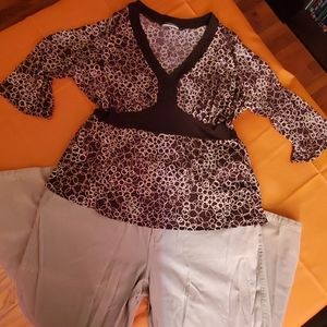 Brown w. Cream Design Blouse